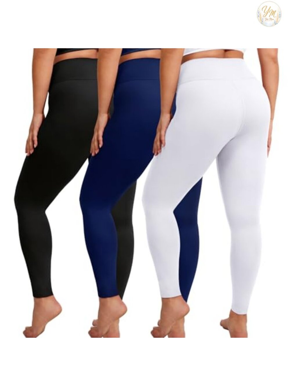High Waisted Seamless Leggings 3 Pack Plus Size Full Length Light Support